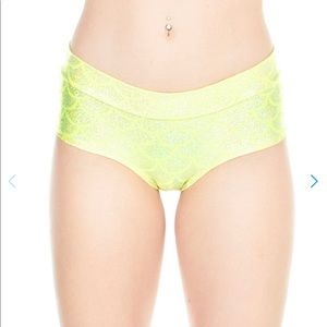 Yellow Sparkly Booty Shorts